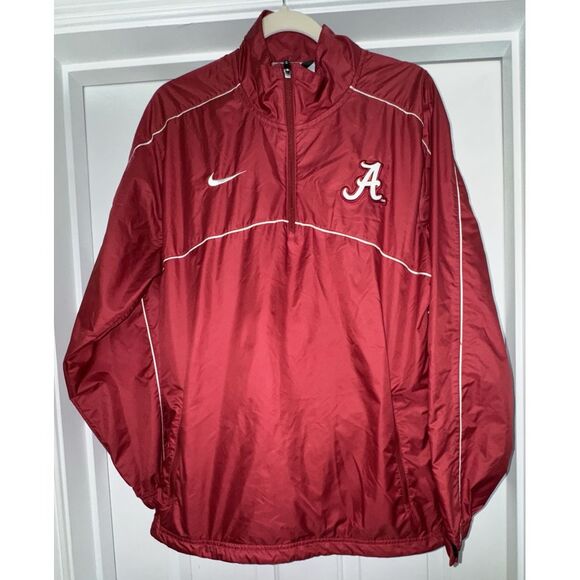 Nike Alabama Roll Tide Men Crimson 1/4 Zip Pullover Windbreaker Small‎ - Picture 1 of 10